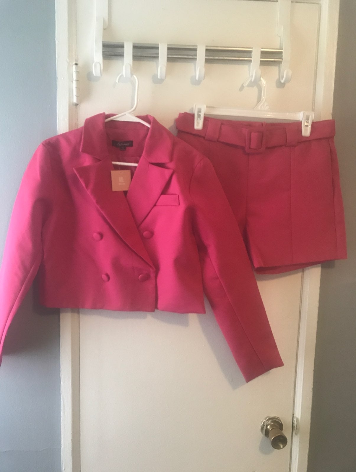 2 Piece Hot Pink Suit Set- Size M/L