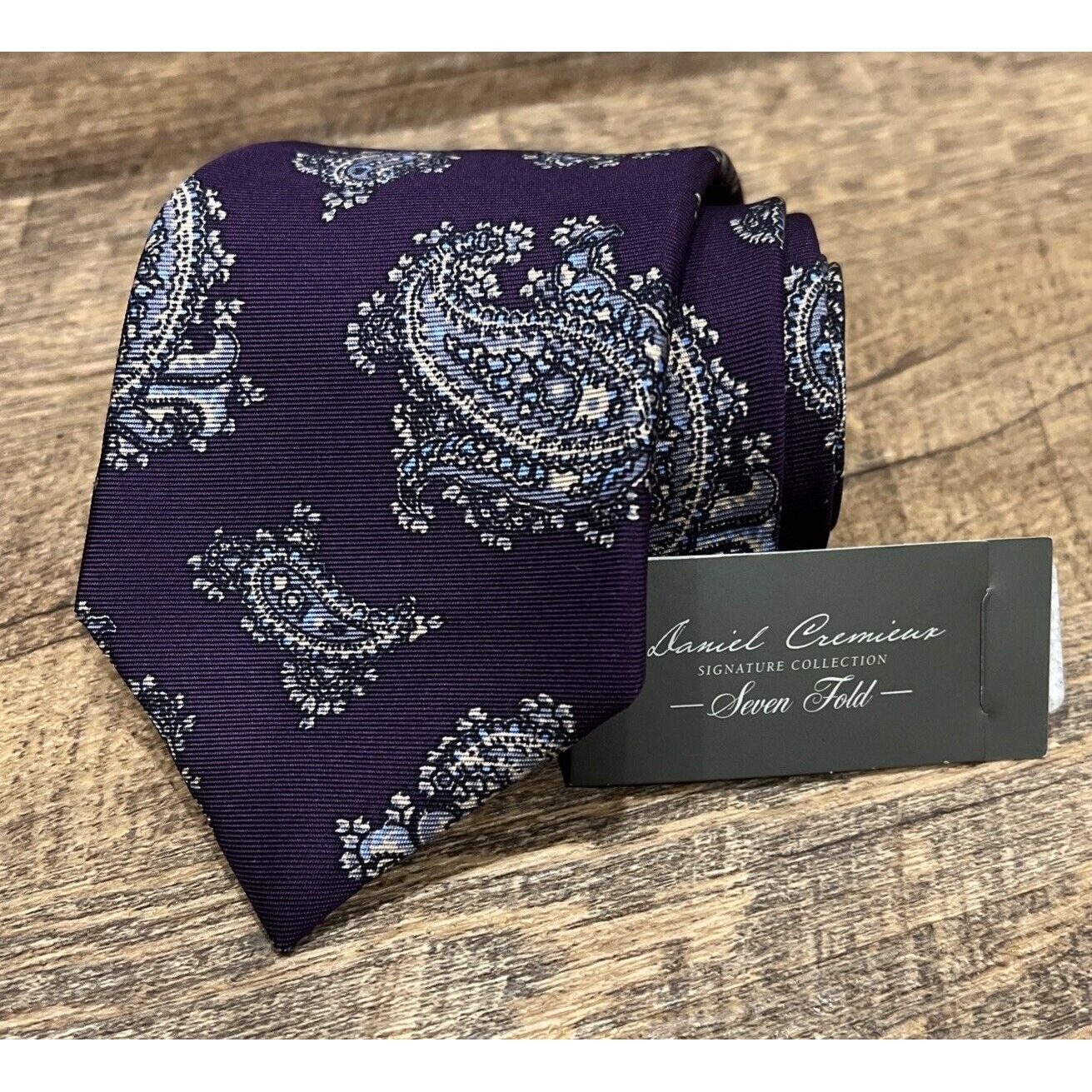 Daniel Cremieux Signature SevenFold Tie Paisley Handmade Italy 100% Silk