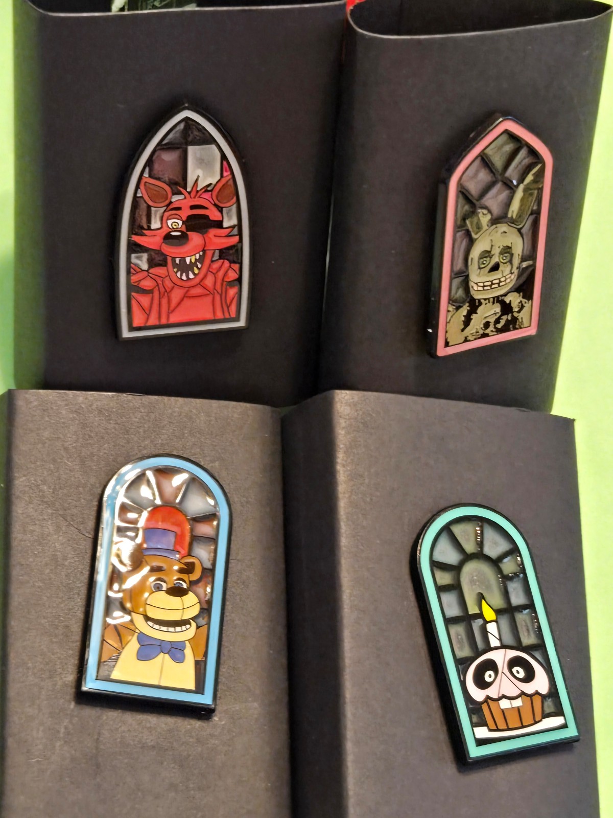FNAF Character Portrait Stained Glass Window Enamel Metal Pin Blind Box Combo