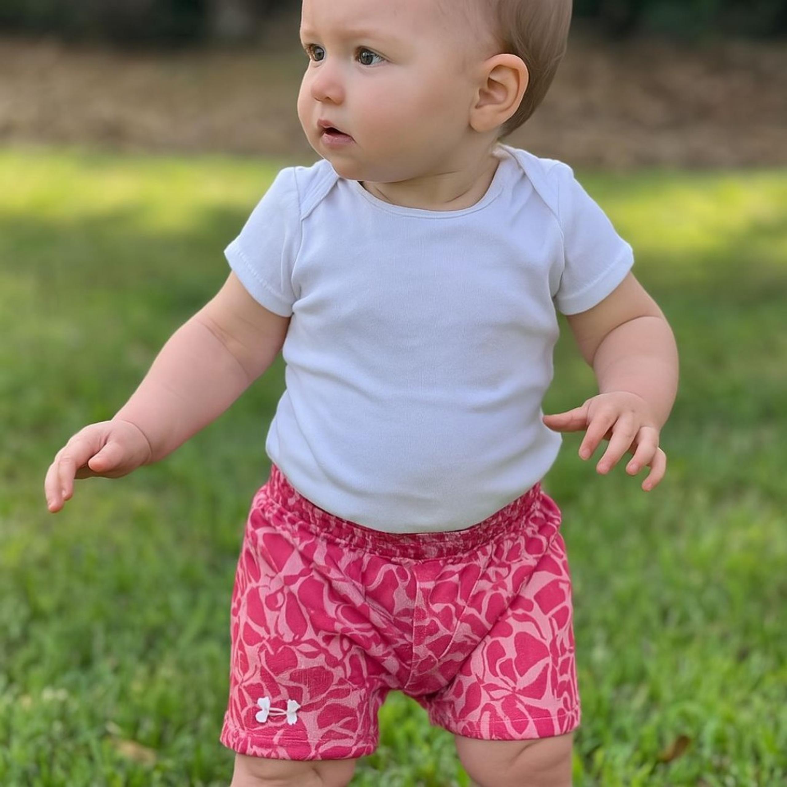 Under Armour Girl's Athletic Shorts Pink Abstract Pattern Design Size 12 Months