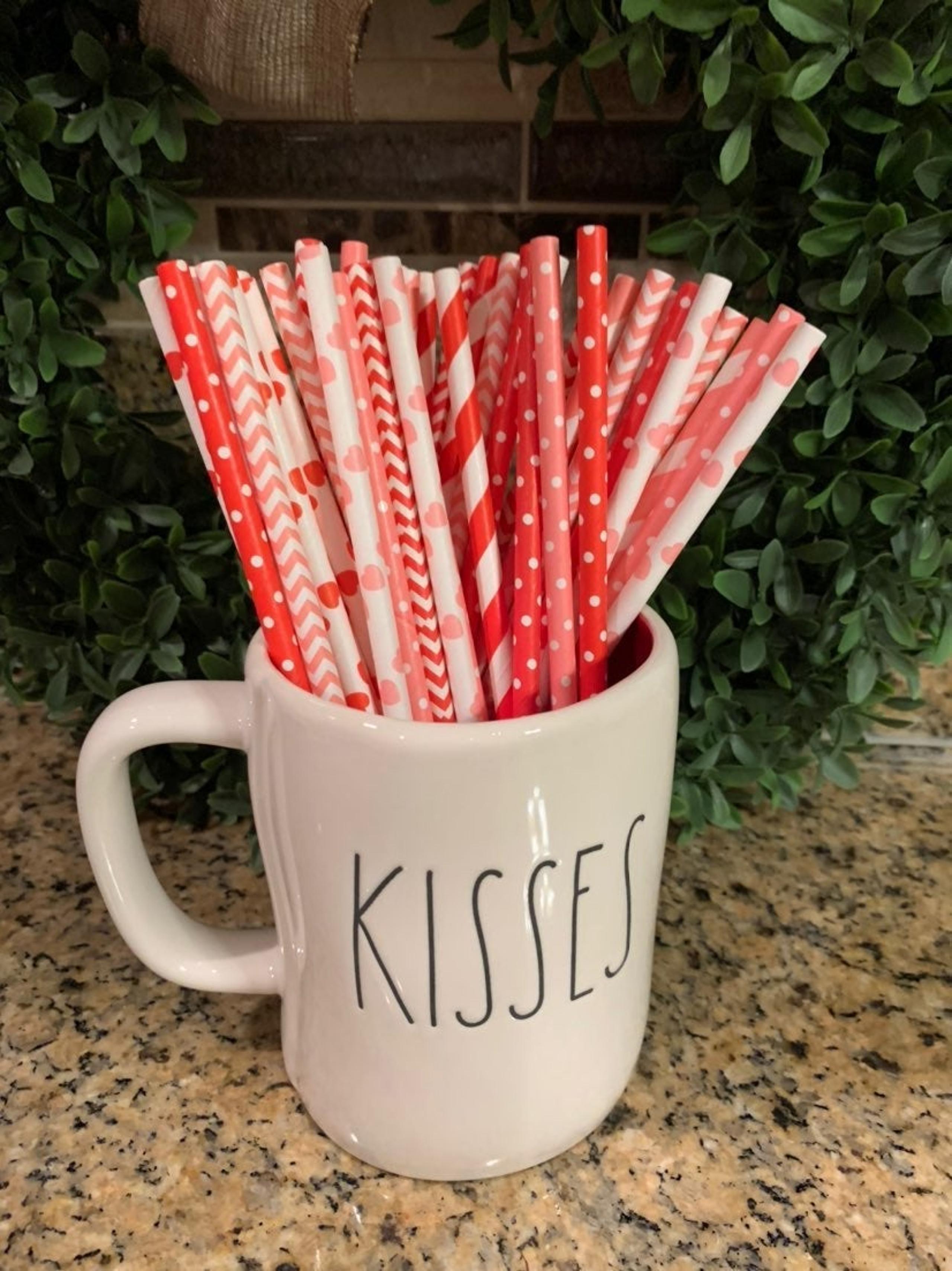 Red and Pink Valentine's Paper Straws