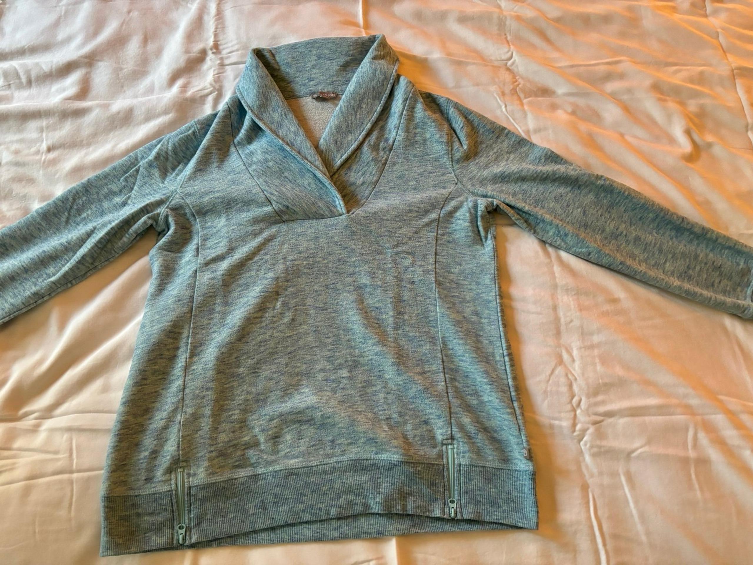 Talbots shawl collar sweater with zipper details - M