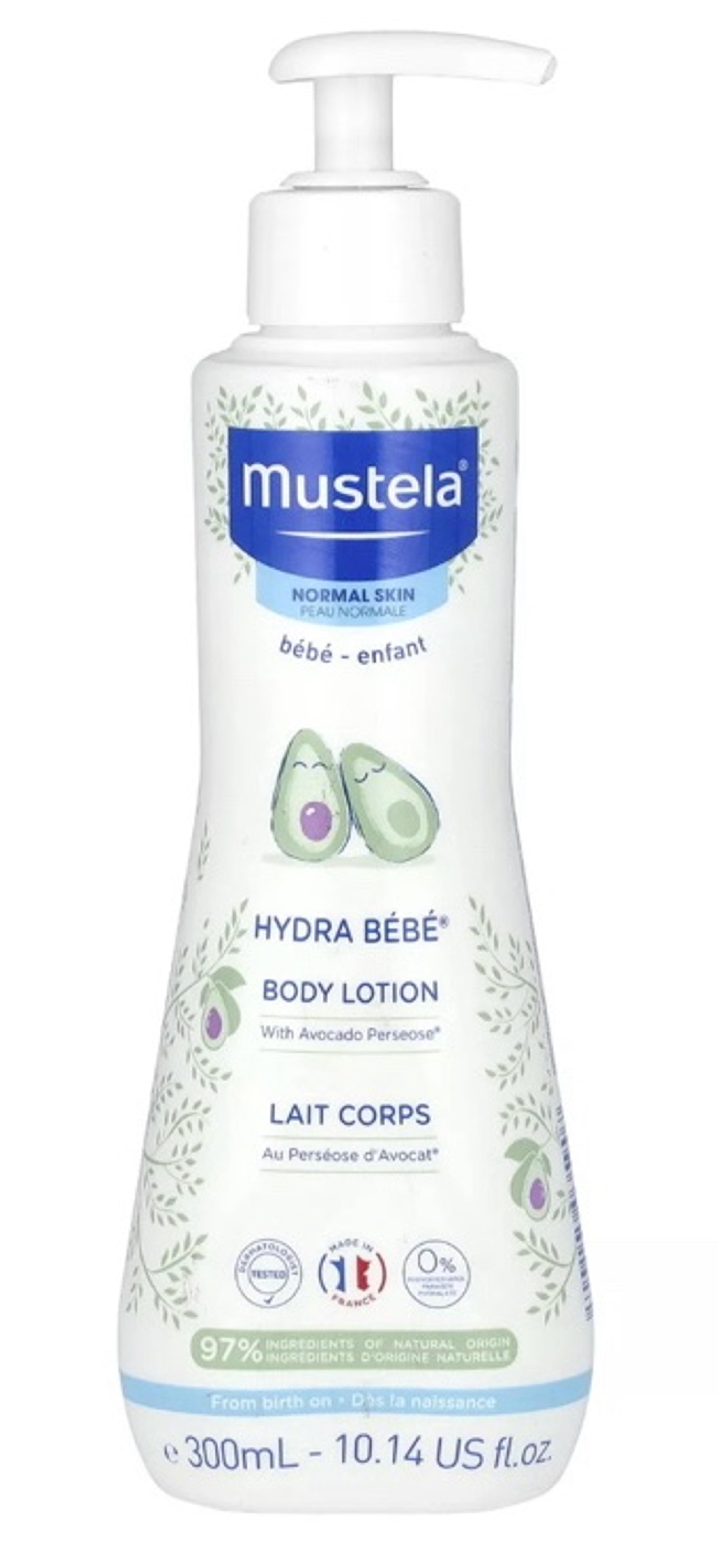 Mustela Hydra Baby Bebe Body Lotion with Avocado Normal Skin 10.14 fl oz 300 ml