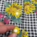 Vintage Little Girls 2T plaid black & yellow sunflower Dress