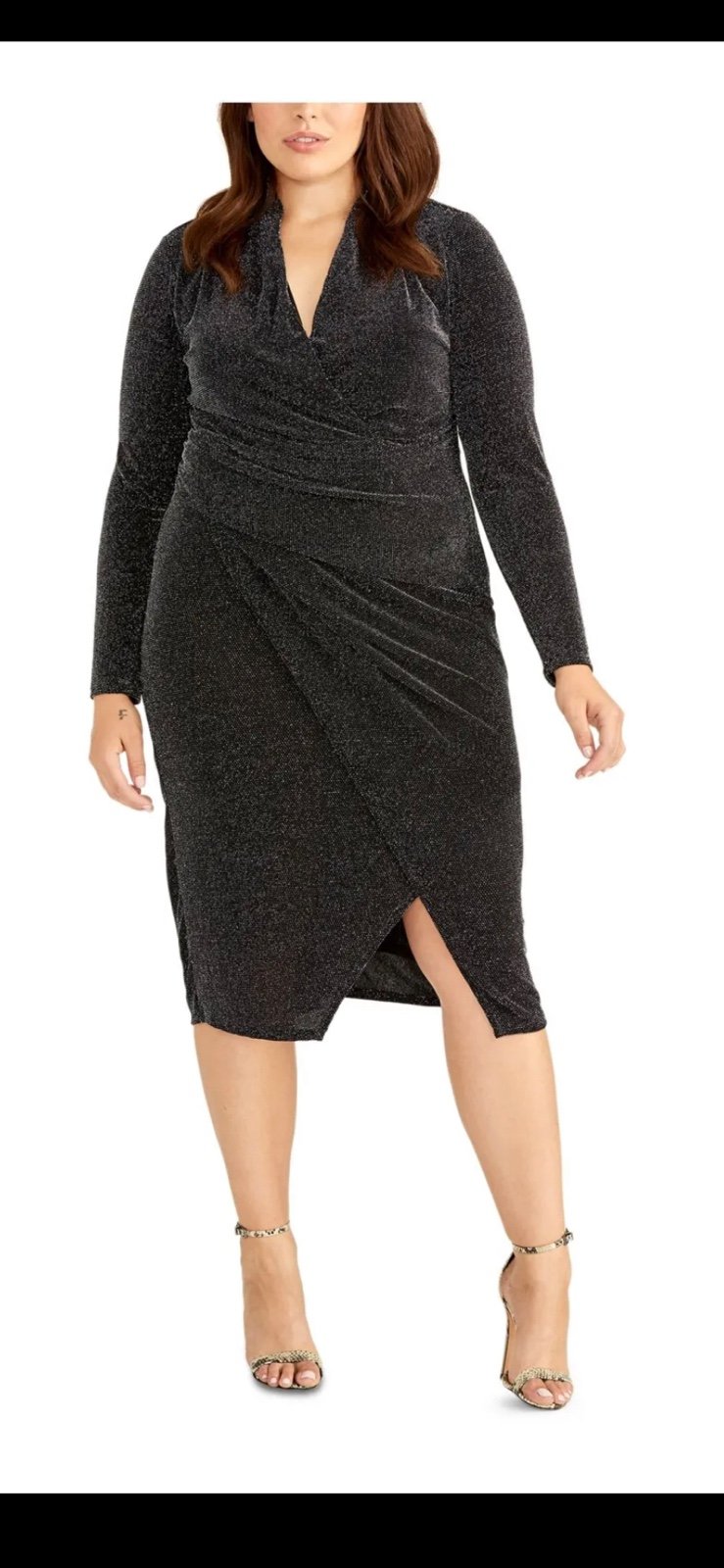 Women’s Formal Dress Plus Size 24W RACHEL RACHEL ROY Sheath Black Long Sleeves