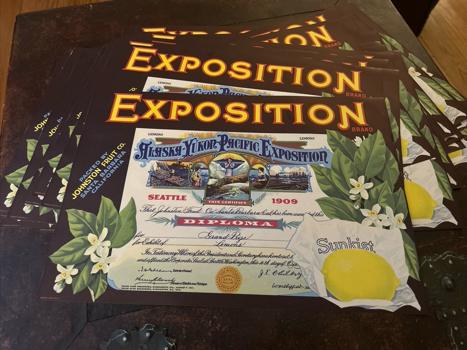 Alaska Yukon Pacific Exposition, Fruit Crate Label Art Print Lot Of 48 Prints.
