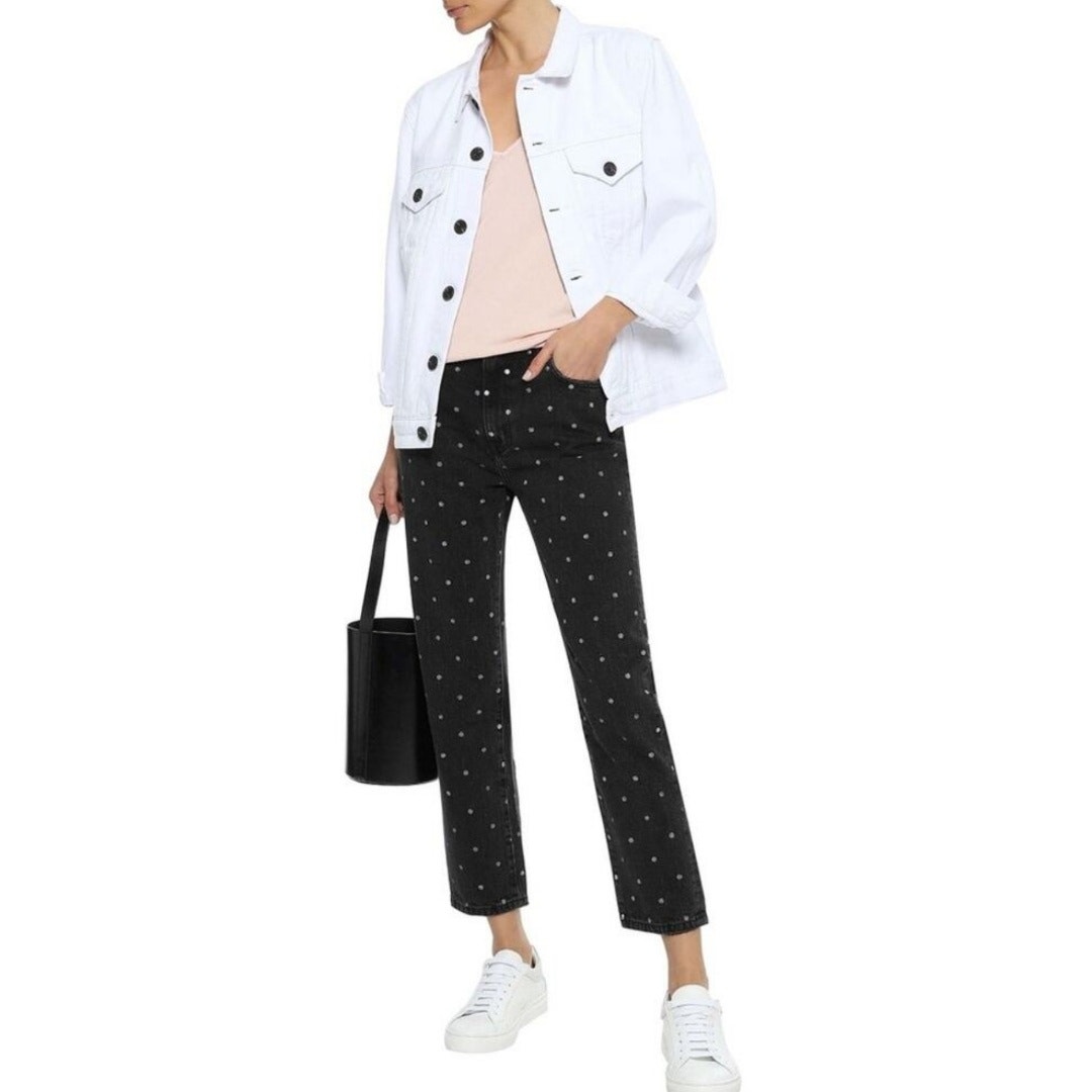 Current/Elliott The Vintage Cropped Slim Jeans Women's 28 Waist Black Denim