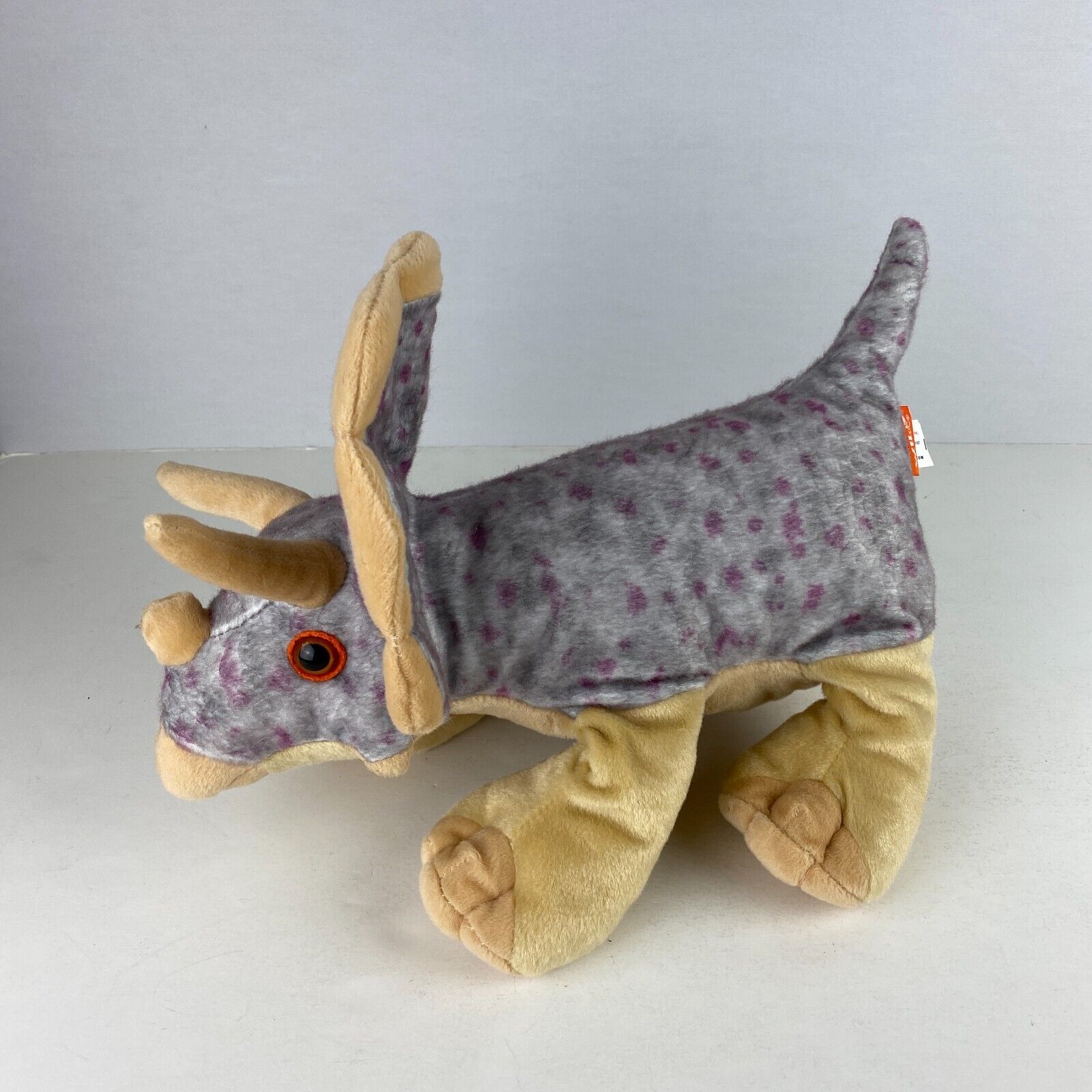 Wild Republic Triceratop Dinosaur Brown & Orange Eyes Kids Pretend Play