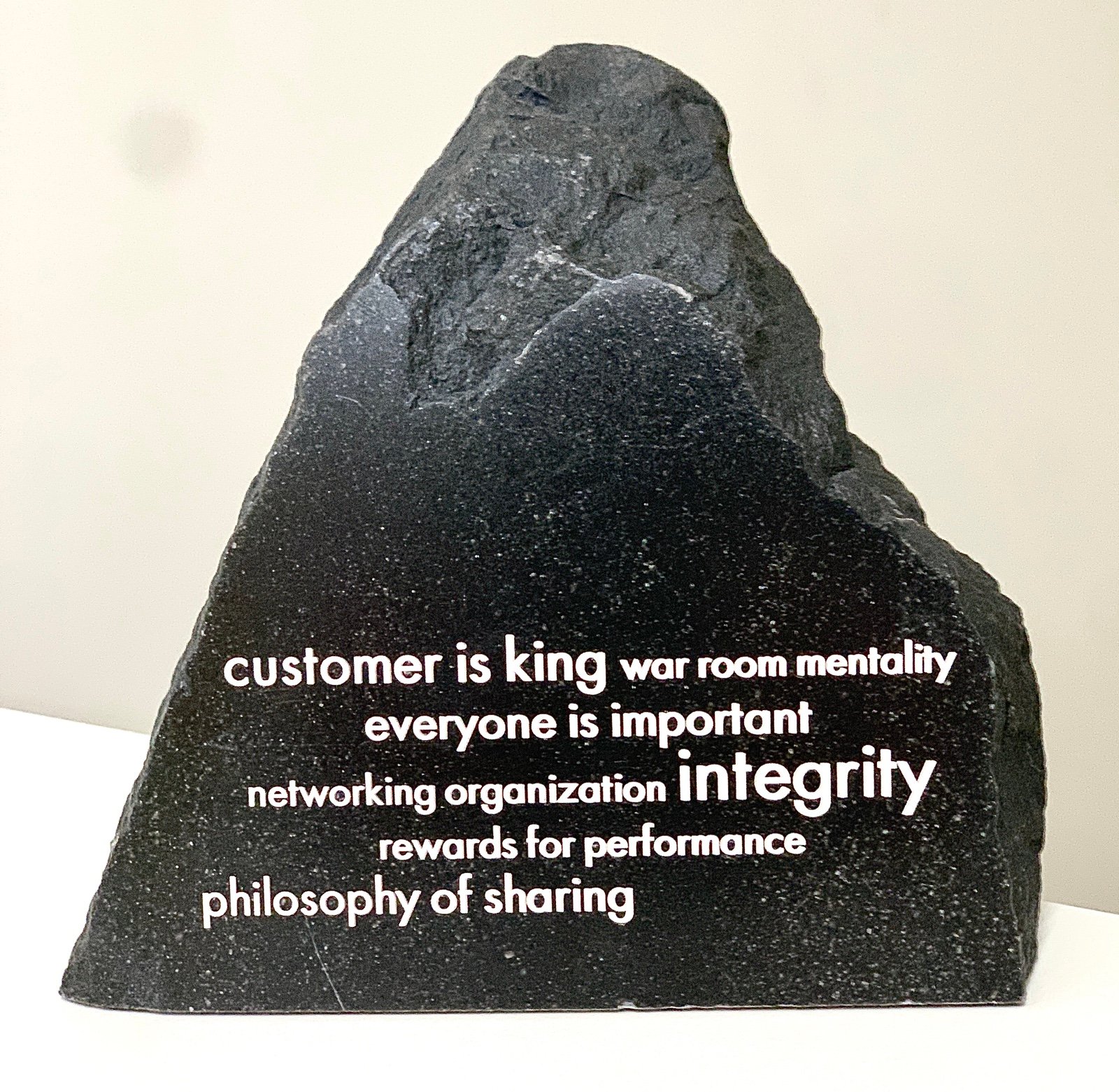 Engraved Rock Customer Service Mission Statement Ethos Creed Office Desk Plaque