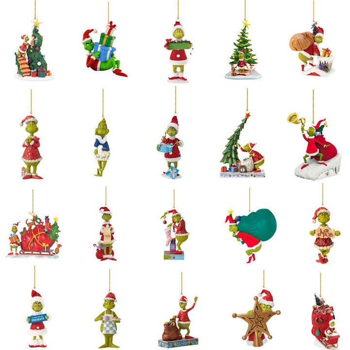 20X Merry Christmas Grinch Ornaments Xmas Tree Hanging Decoration Figure Pendant