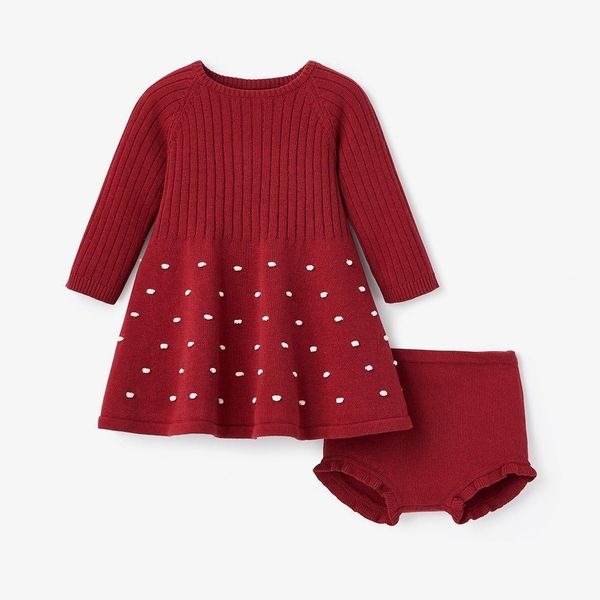 Elegant Baby Holiday textured knit baby dress
