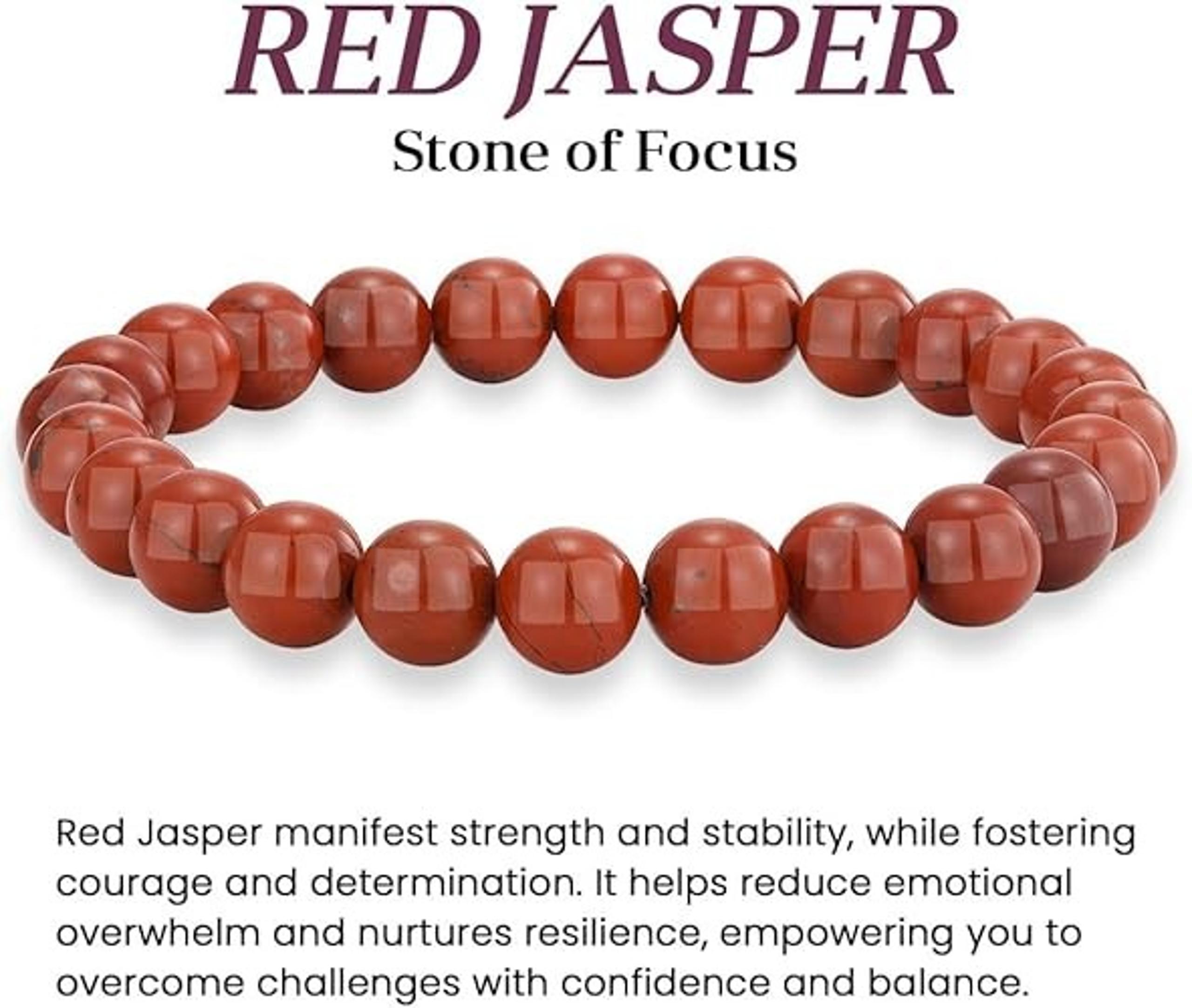 Red Jasper Crystal Bracelet for Improving Focus and Relationships 8mm