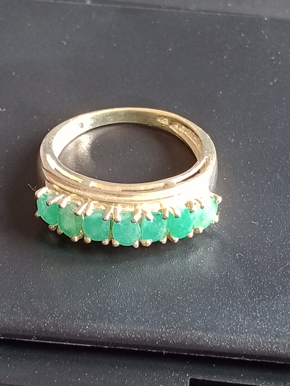 925 Sterling Silver Ring Oval Emerald Natural Gemstone Jewelry Size 6.5