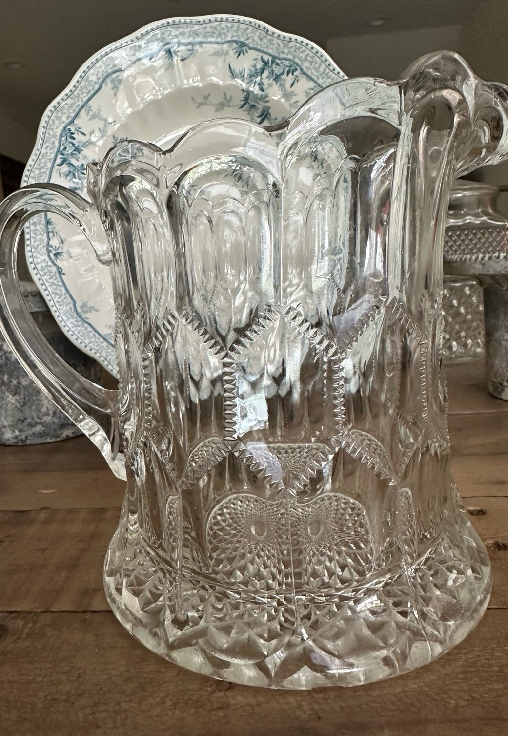 antique Early American Pattern Glass (EAPG) pitcher