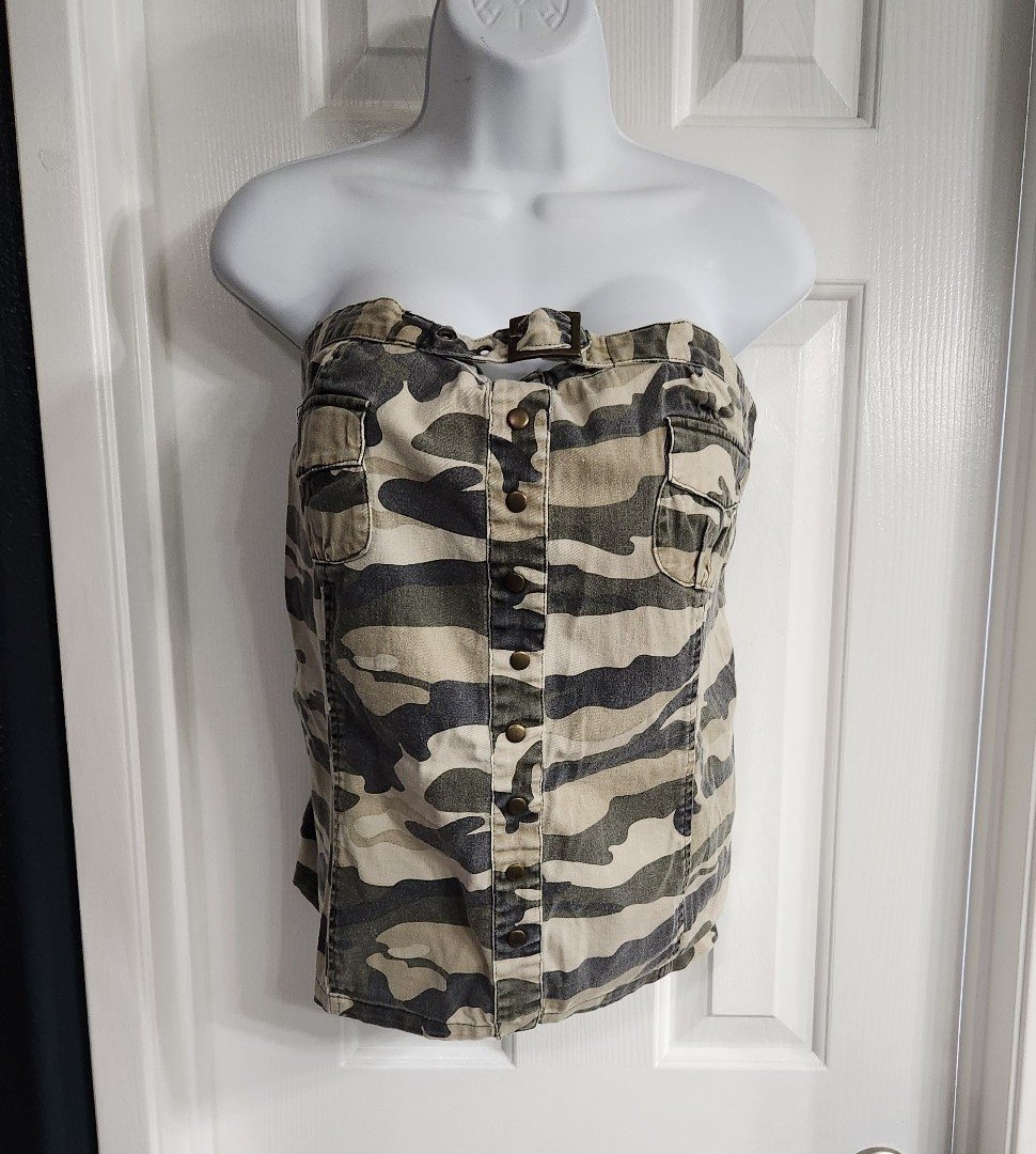 Torrid Y2K Camo Denim Halter Top