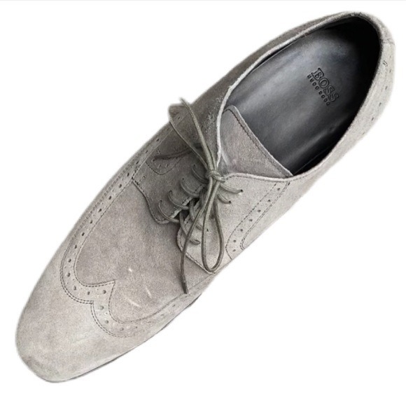 HUGO BOSS Grey Suede Lace Up Oxford Shoe