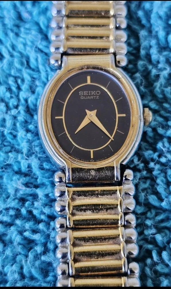 Vintage 1990's Seiko 2p20-5e29 Women's Two Tone Link Watch Rare Untested