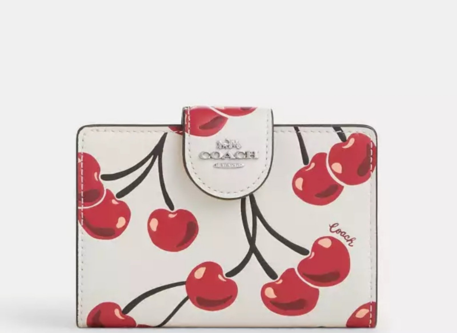 Coach Medium Corner Zip Wallet With Cherry Print
