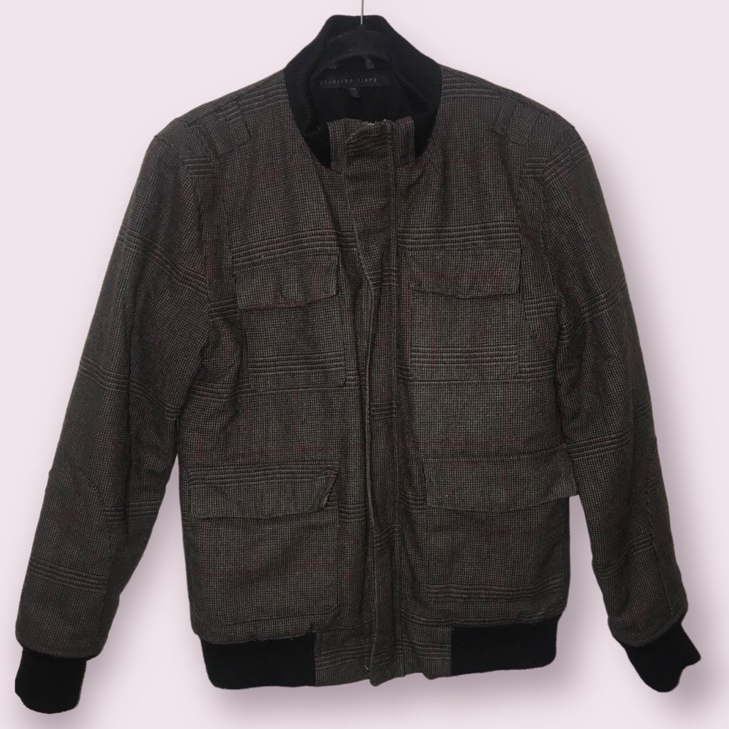Urban Outfitters Standard Cloth Mens Wool Blend Plaid Bomber Jacket Size S