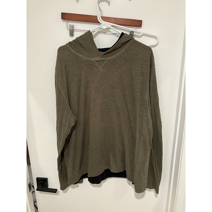 Gray Saks Fifth Avenue Men's Pullover Hoodie, Dark Olive Green, XXL