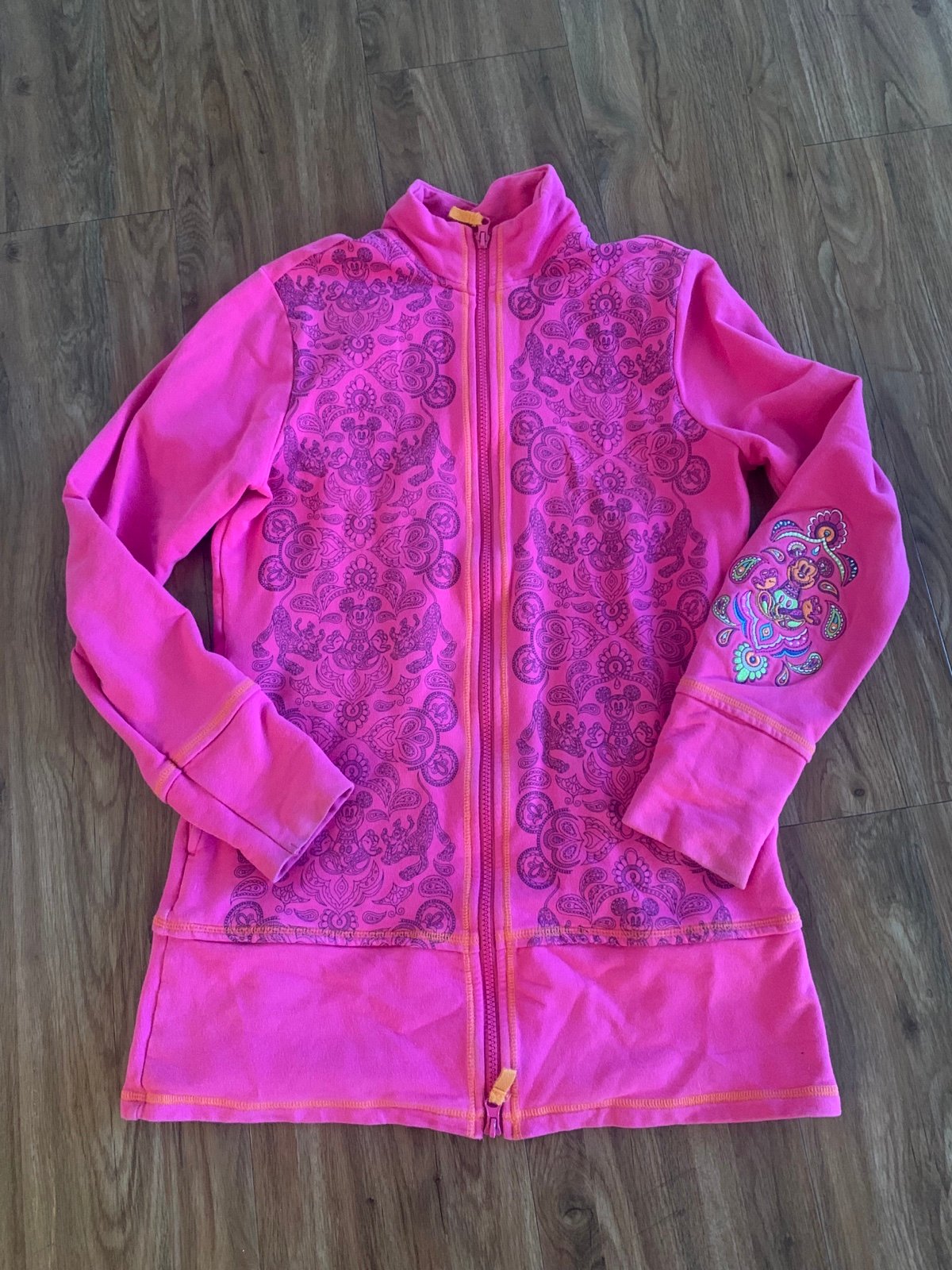 Disney Parks Yoga Mickey Pluto Embroidered Zip Up Sweater S