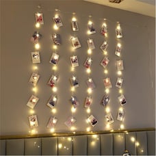 3.3×5ft Short Curtain Lights with 8 Hook for Small Windows, 96 LED