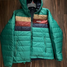 Outerknown REVERSIBLE New Mens Sz Large Green (orNavy) Hooded Puffer Jacket 268