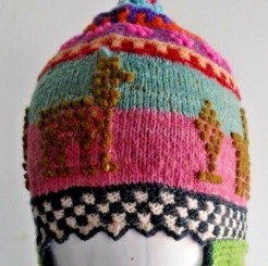 Peruvian ceremonial Andean chullo woven in sheep wool