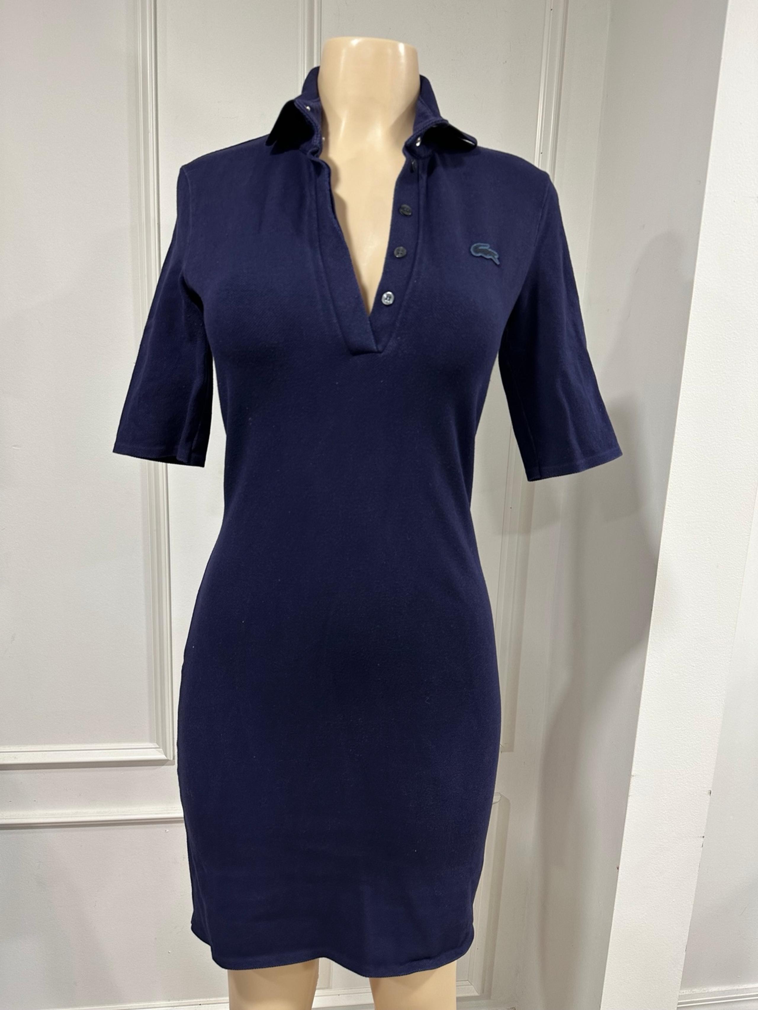 Lacoste Women's Classic, Short Sleeve Polo Dress Size 36 Navy Blue