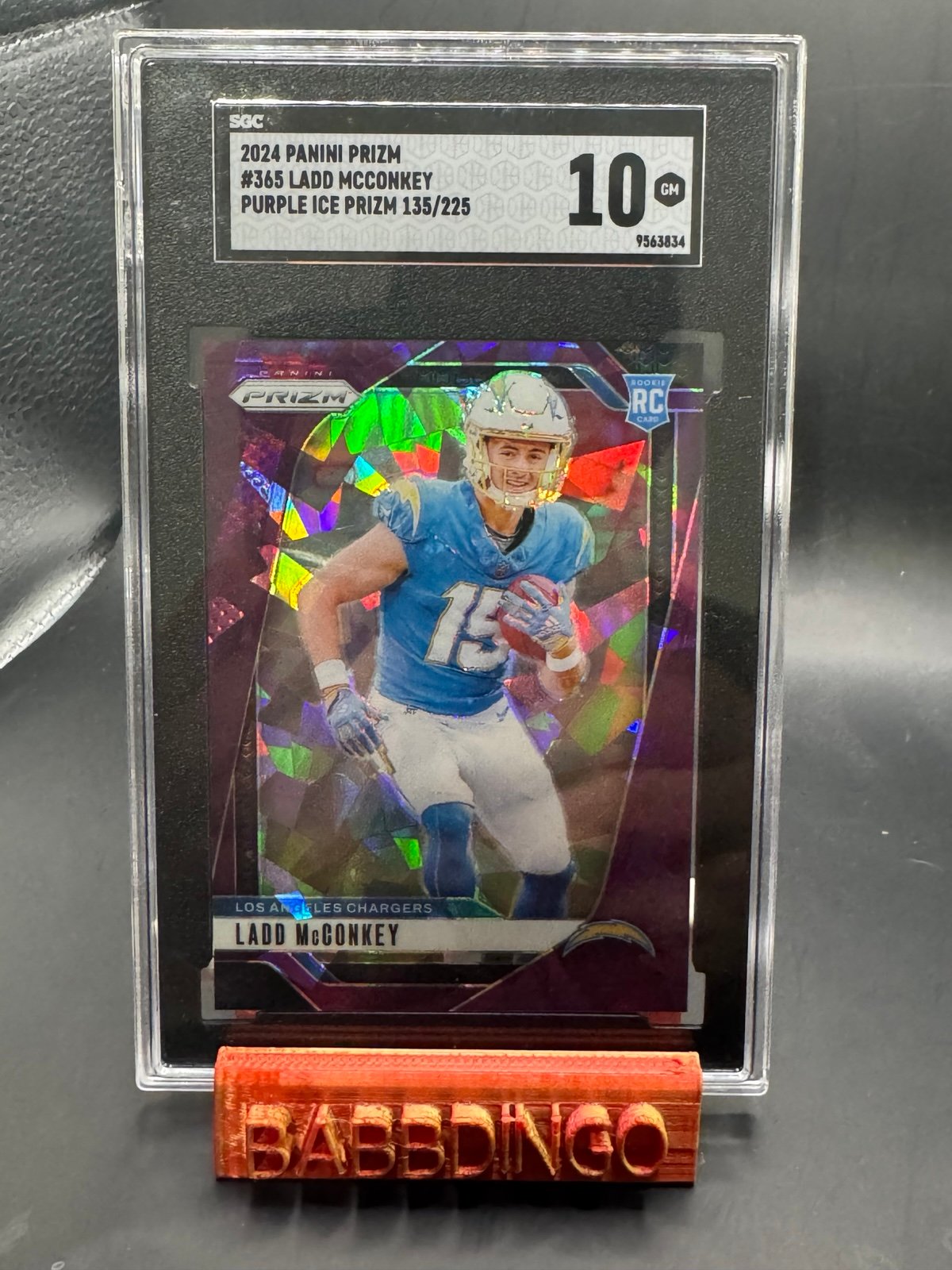 2024 Panini Prizm- Ladd McConkey Purple Ice Prizm RC /225 SGC10