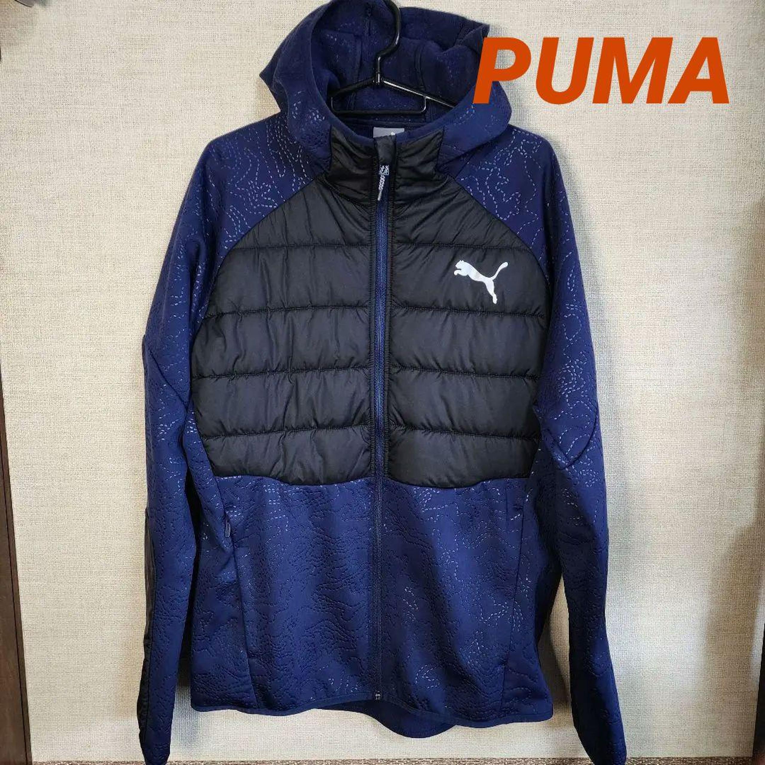 【Excellent Condition】 PUMA Men's Hybrid Style Padded Jacket Navy Blue