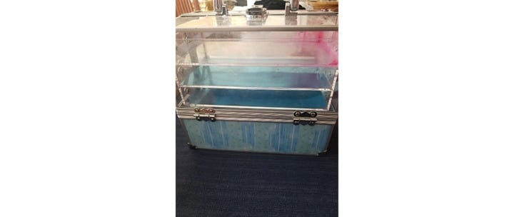 Vintage Tiered Cosmetics Train Case (Makeup, Nail Polish, Jewelry etc.)