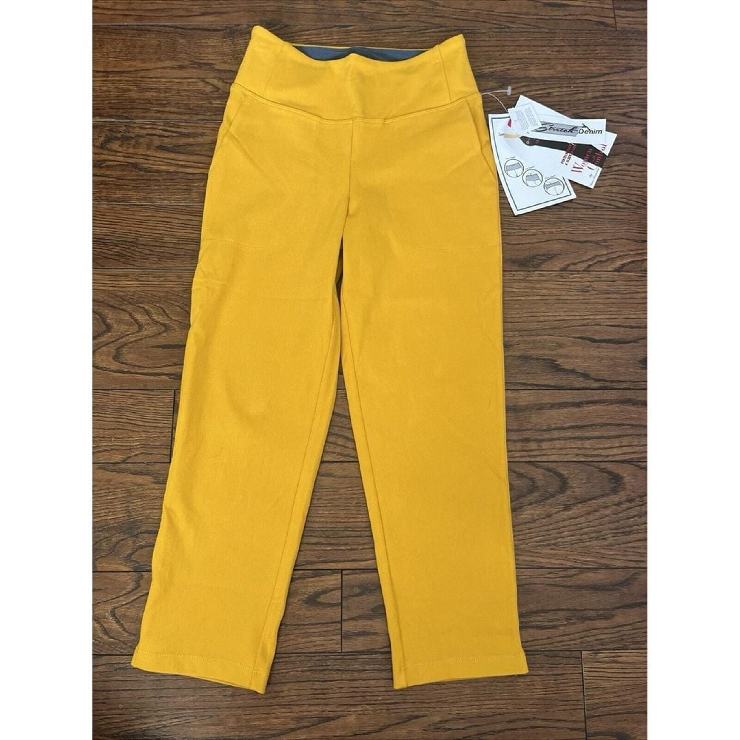 WOMEN WITH CONTROL Size XXS CROP PANTS DENIM STRETCH RENEE MUSTARD NWT
