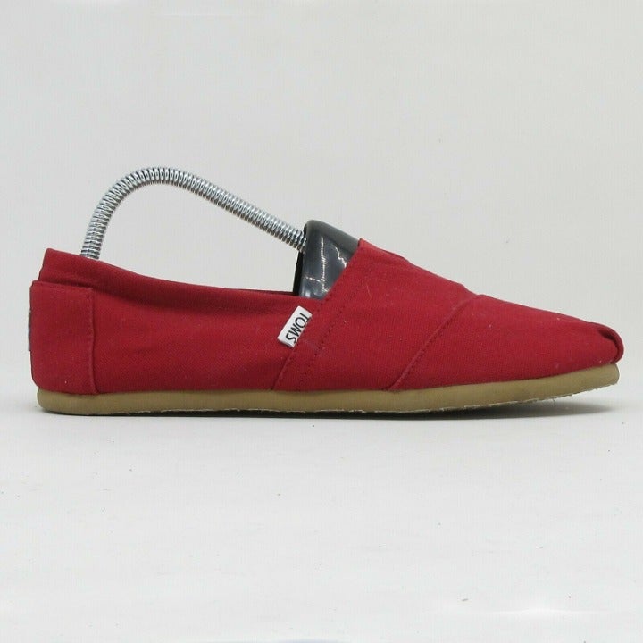 Toms Mens Classic 001001A07 Red Canvas Casual Slip On Shoes Round Toe Size 9