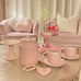Pink Rae Dunn Bundle - Canister, Stand, Garland, 2 Tea Cup Sets, Heart Tier Tray