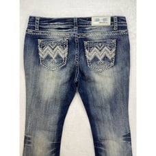 New Grace in LA jeans Womens sz 31 embellished pockets aztec lace denim bootcut