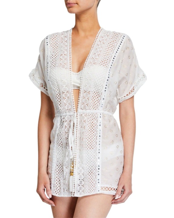 NWT Ramy Brook Dolo Printed Costa Dress Swim Cover Up White - Small