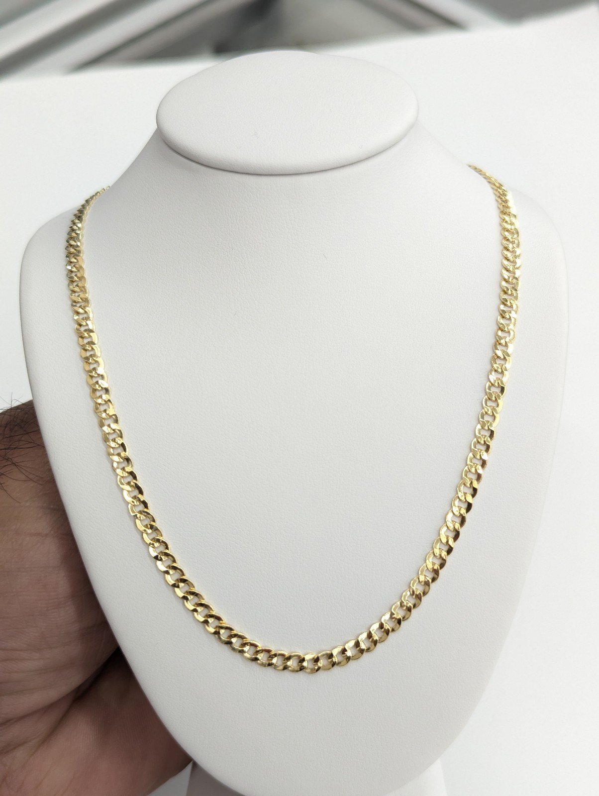 14kt Real Gold Cuban curb chain 3.5mm 18 inch