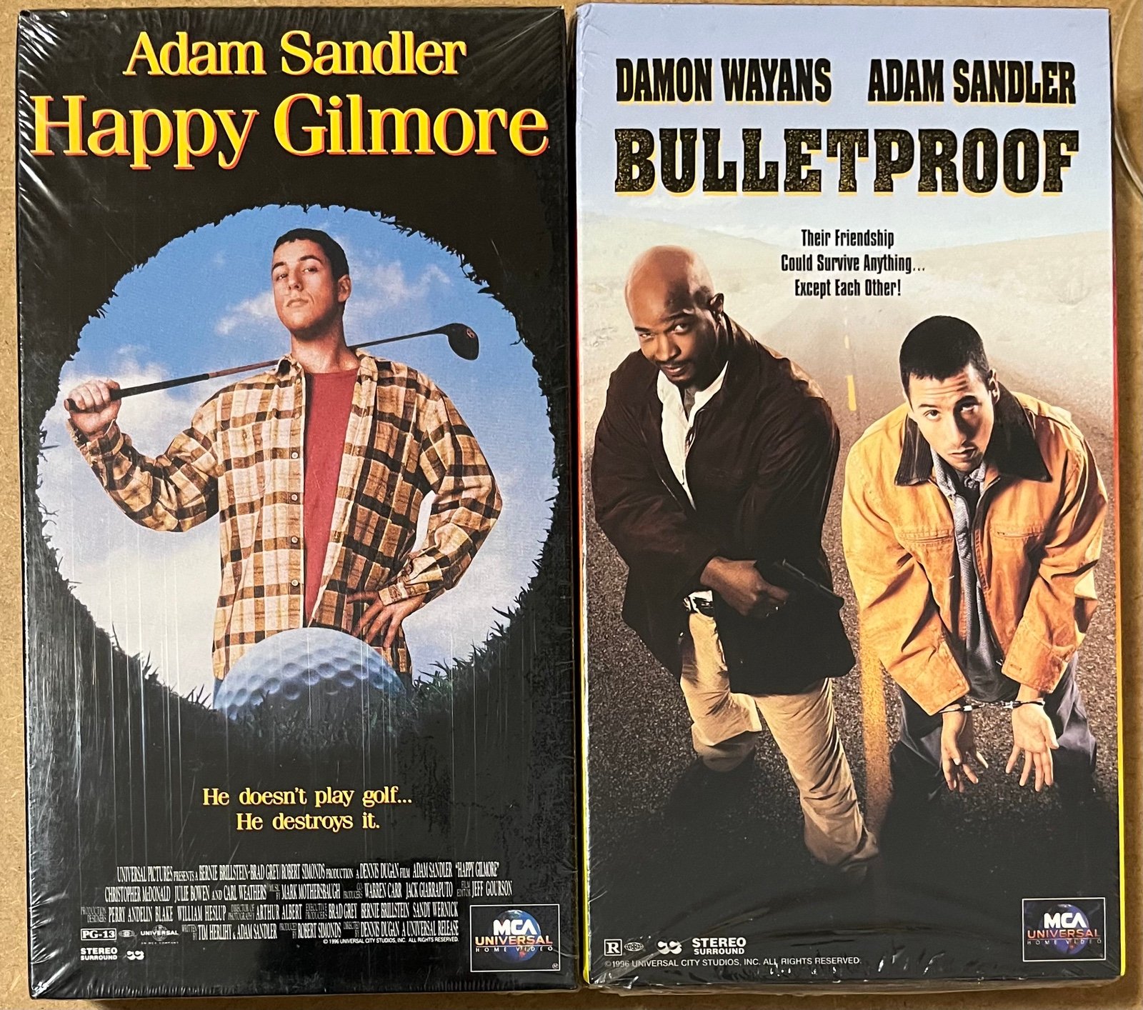 Factory Sealed VHS Adam Sandler Lot (2) Happy Gilmore & Bulletproof - Watermarks