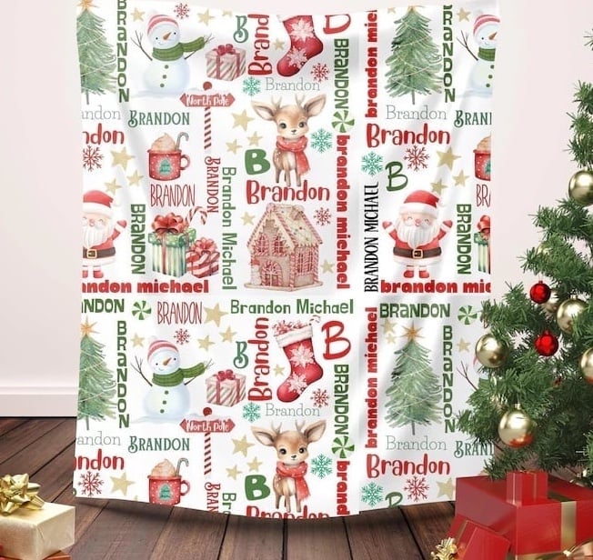 Personalized Christmas Name Blanket