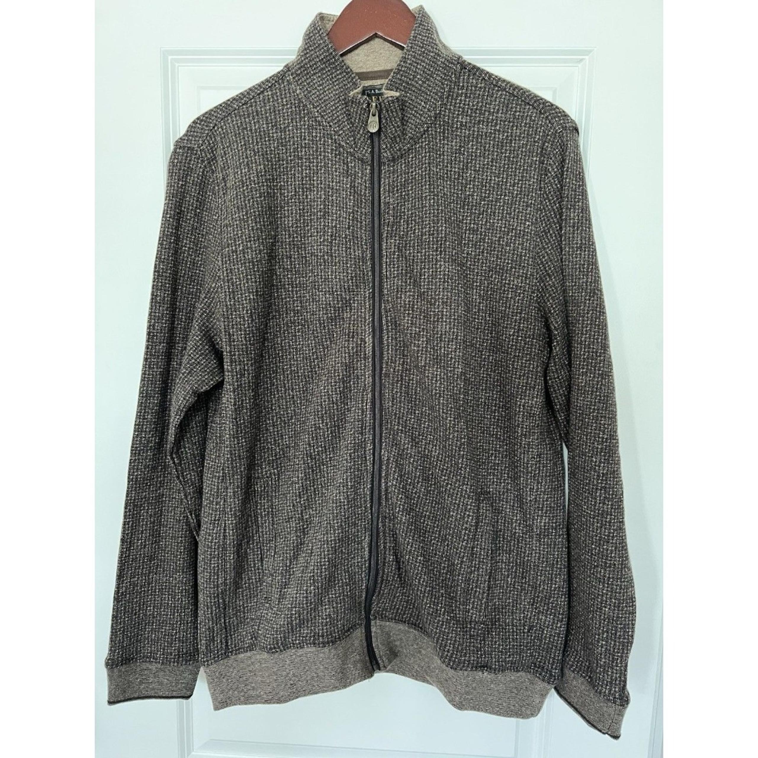NWT Jos. A Bank Reserve 100% Cotton Full Zip Cardigan Sweater Brown Size Medium