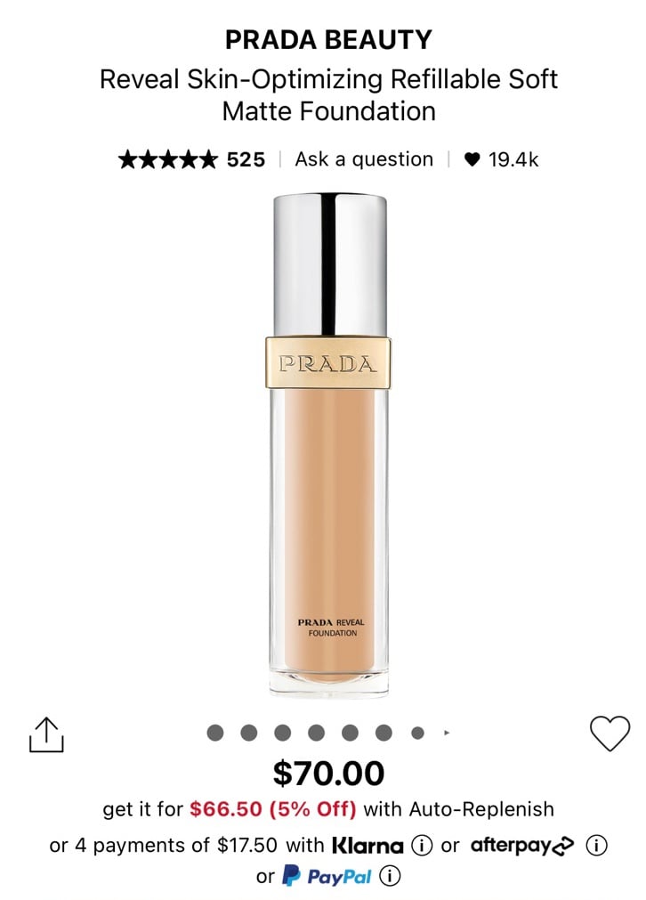 PRADA BEAUTY Reveal Skin- Optimizing Refillable Soft Matte foundation