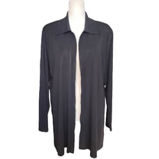EXCLUSIVELY MISOOK Women's Long Cardigan Jacket Open Front Black Large Collared