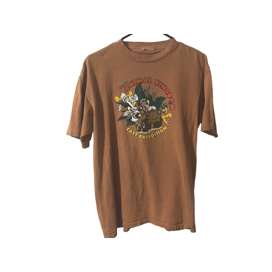 Vintage Walt Disney Animal Kingdom Cast Member Safari Oneita T Shirt Adult Sz L