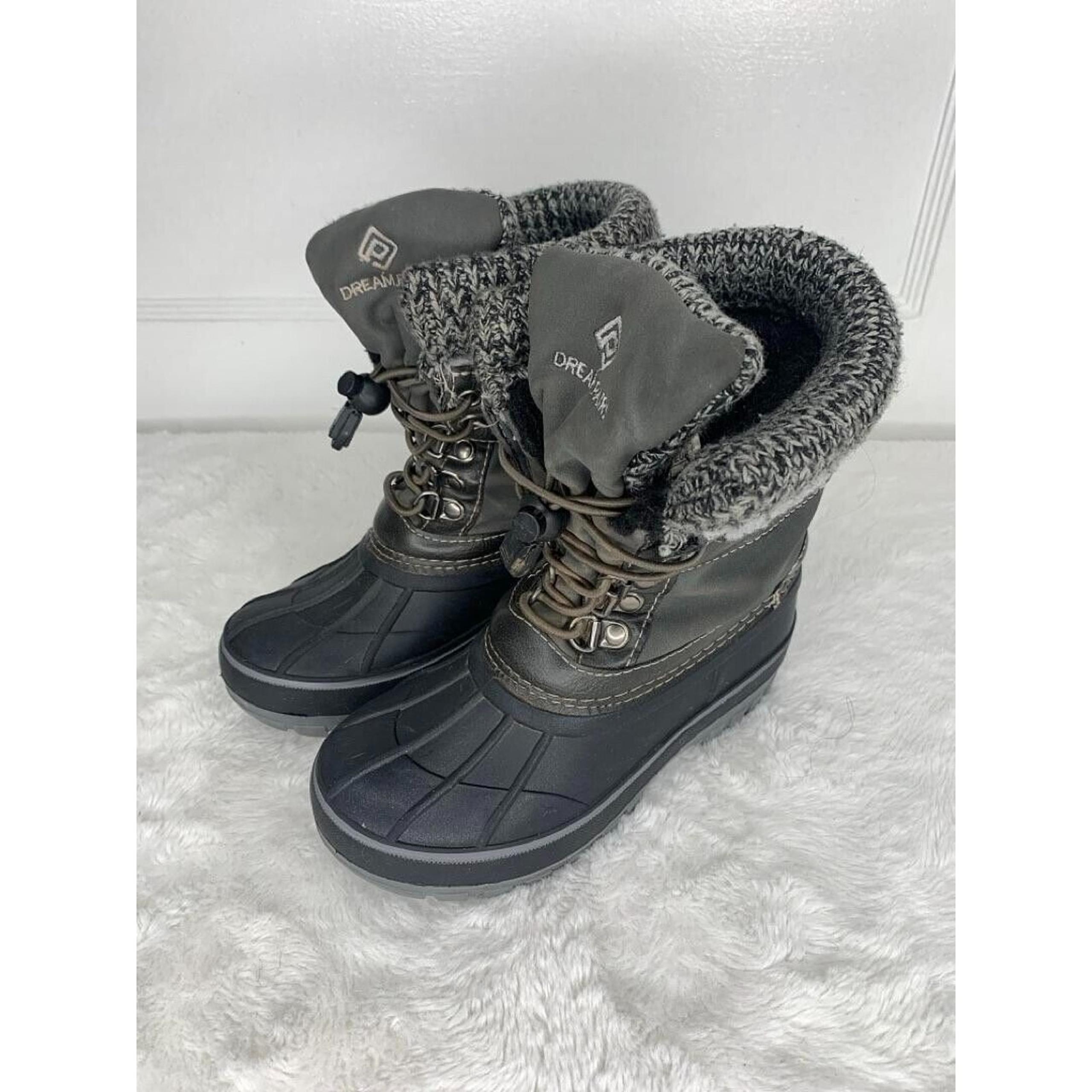 Dream Pairs Boys Winter Snow Boots Sz 11 Waterproof Insulated Warm Gray & Black