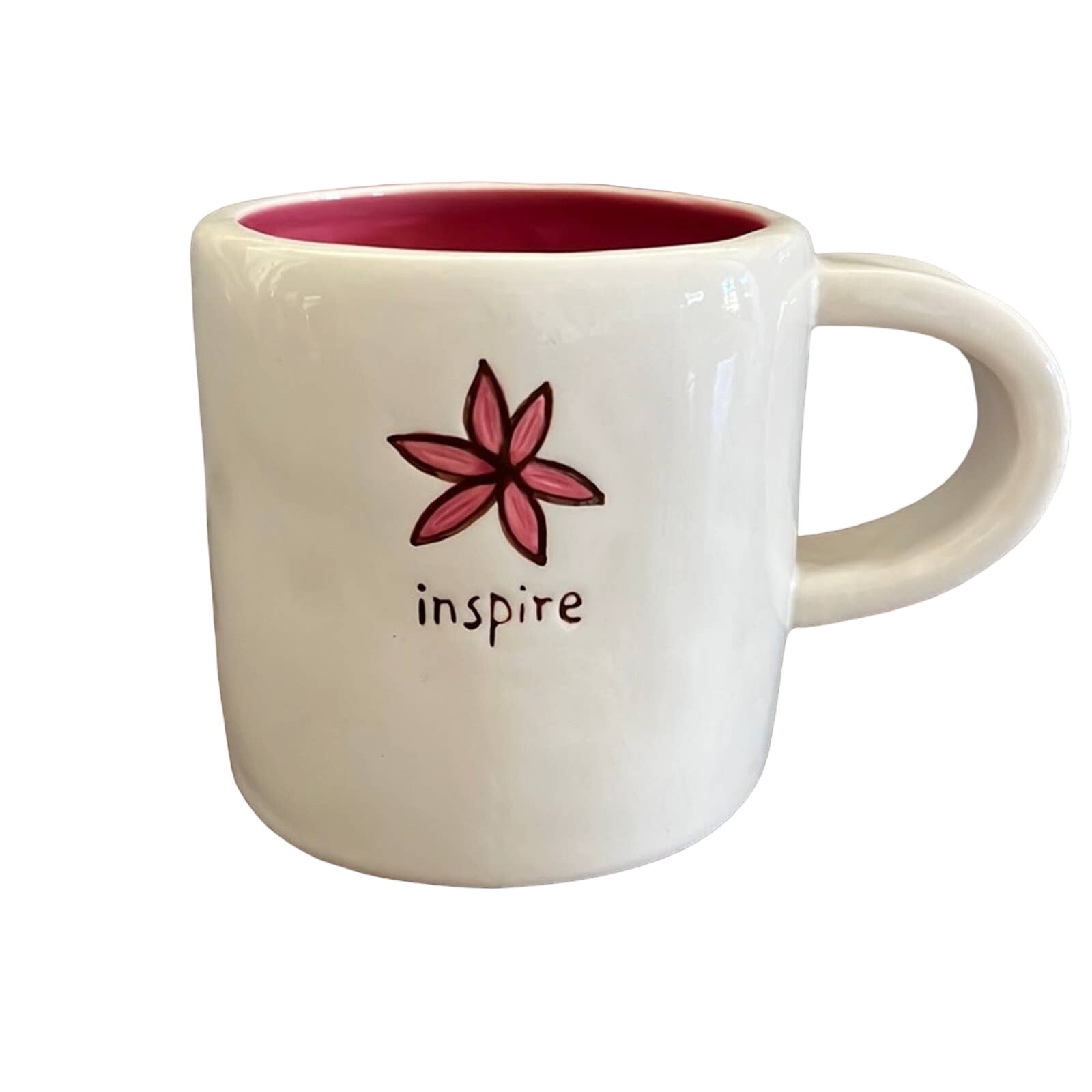 2008 Starbucks Coffee Company Inspire Hand Painted Pink Flower Mug Cup 10oz