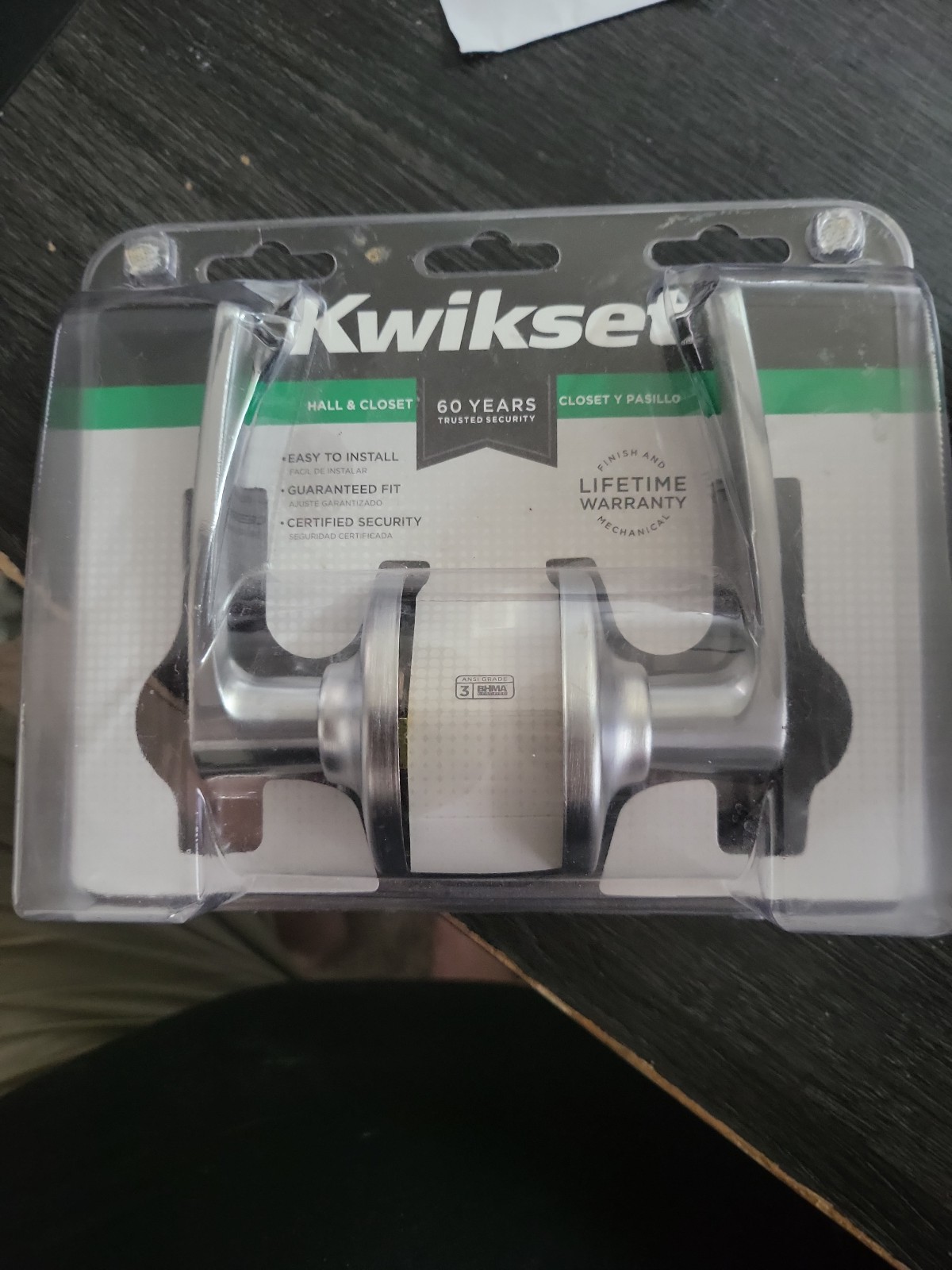 Kwikset Security Delta Satin Chrome Universal Passage Door Handle