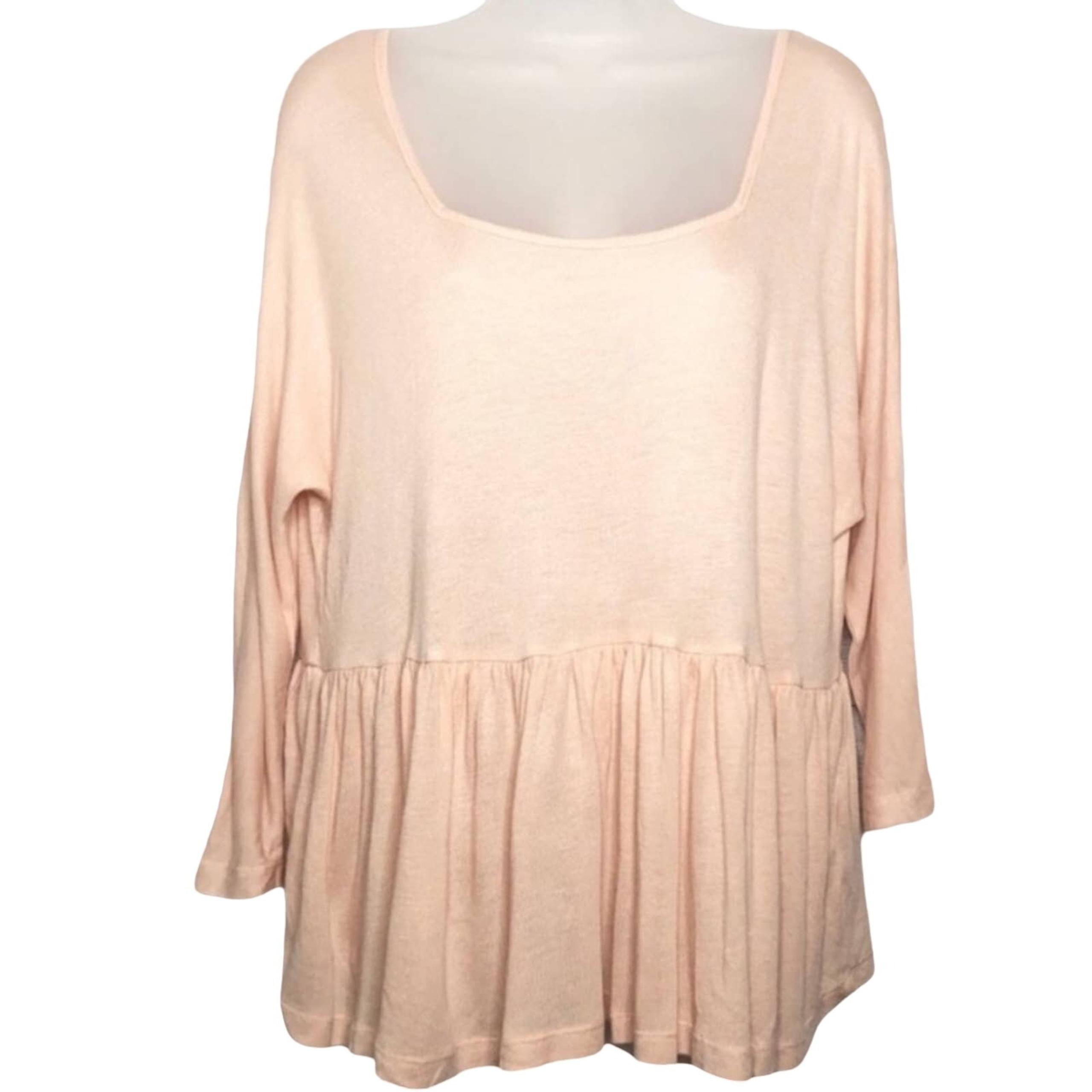ASOS blush lightweight peplum knit square neck feminine top size 4 spring summer