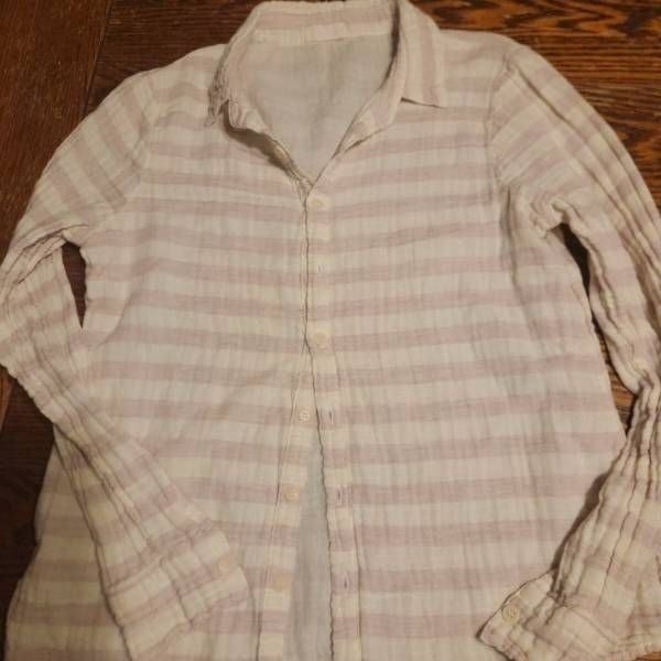 CP Shades Romy Striped Double Gauze Cotton Shirt sz XS