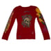 Ed Hardy Graphic V-Neck Sweater S Red Long Sleeve Tattoo Y2K Skull Floral Goth